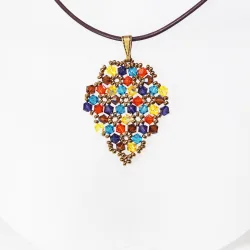 Pendant 40cm - Xochitl Grapes-Chocolate Leather - Pendant 40cm - Laiton bronze